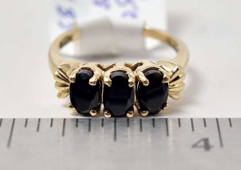 Lovely Black Spinel Ring in 10K Yellow Gold