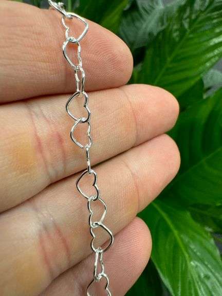 Sterling Silver Italian Love Heart Chain 5.3mm Solid 925 Italy Infinity Promise Necklace 18"