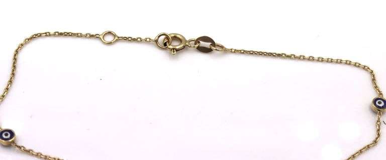 14kt Yellow gold evil eye protection link bracelet
