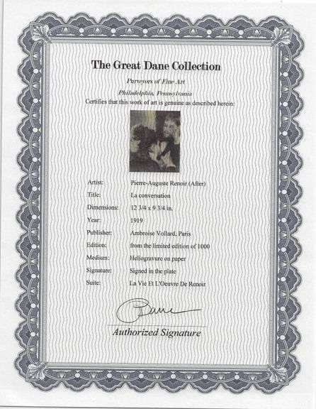 Limited Edition Pierre-Auguste Renoir (After) Original Heliogravure 1919