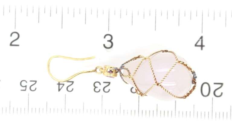 10kt Yellow gold Chrysophase and Amethyst dangle earrings