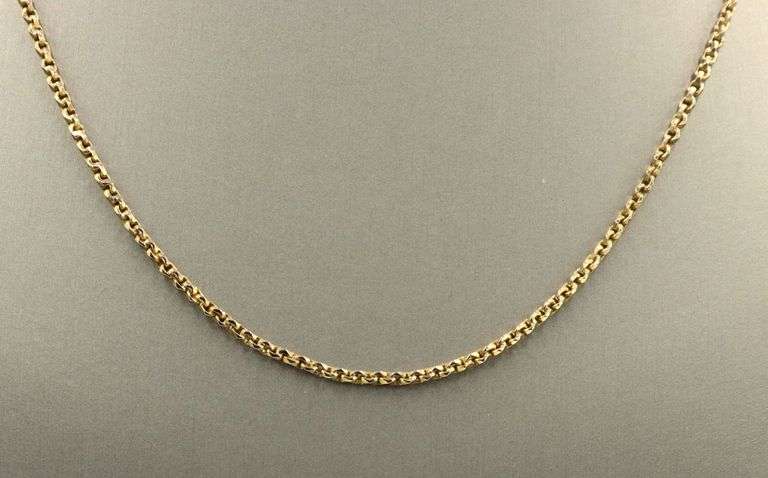 18kt Yellow gold fancy rolo link chain necklace
