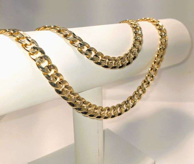 Stunning Large 69.6 Grams 14 Kt Gold Plated Cuban Curb Link Chain Necklace