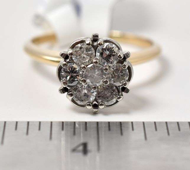 Dazzling Diamond Cluster Ring in 14K Yellow Gold