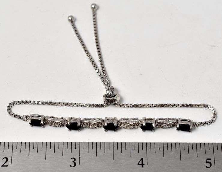 Blue Sapphire and Diamond Bracelet in Sterling Silver