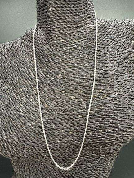 14k White Gold Solid Diamond-Cut Rope Link Chain 1.5mm Necklace 22"