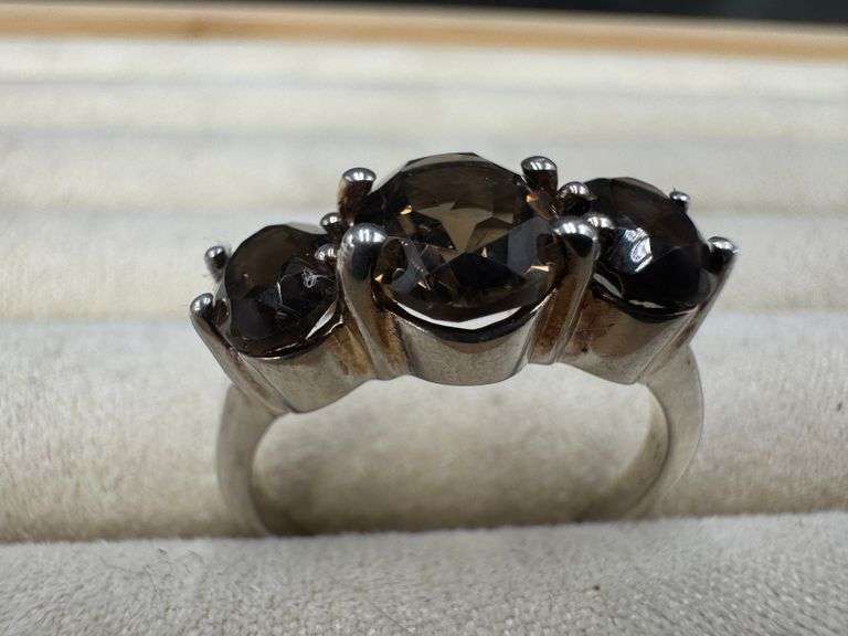 Sterling Silver Smoky Quartz Gemstone Ring Size 10