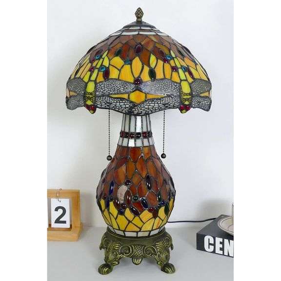 Stained Glass Dragonfly Table Lamp