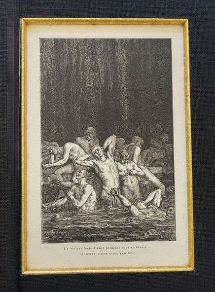 Pair of Antique Engravings from Dante's Inferno Circa 1861