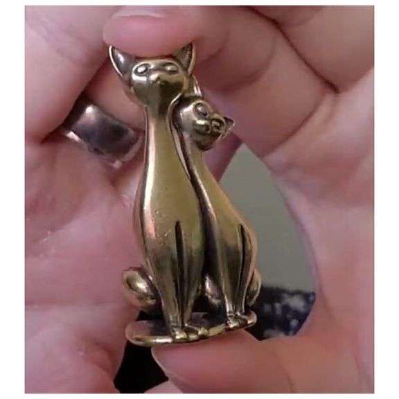 Brass Intertwined Cats
