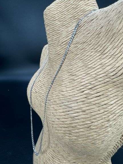 10k White Gold Solid Curb Link Chain 3.2mm Necklace 20"