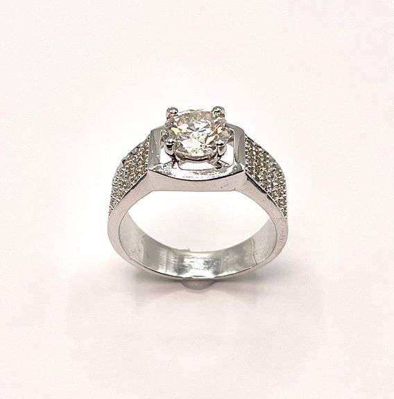 Men's 14 Kt White Gold Plated 2.05 Ct Test Positive Diamond Ring
