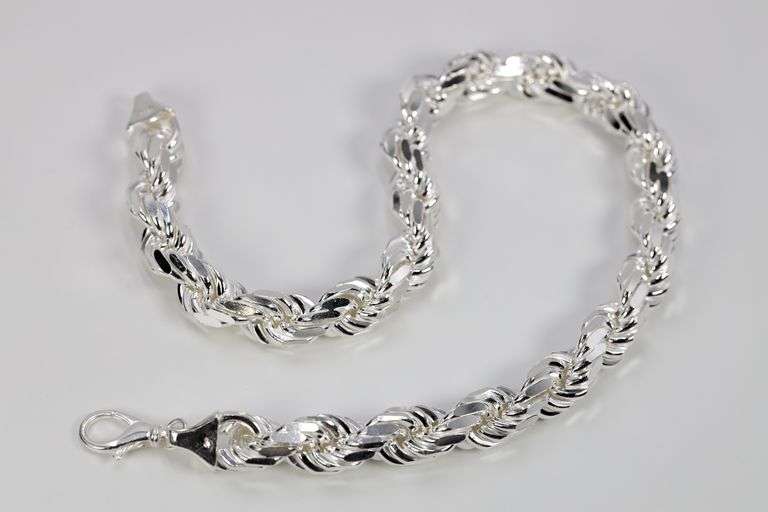 Sterling Silver Heavy Diamond-Cut Rope Chain 18mm Solid 925 Italy New Men's Necklace 24"