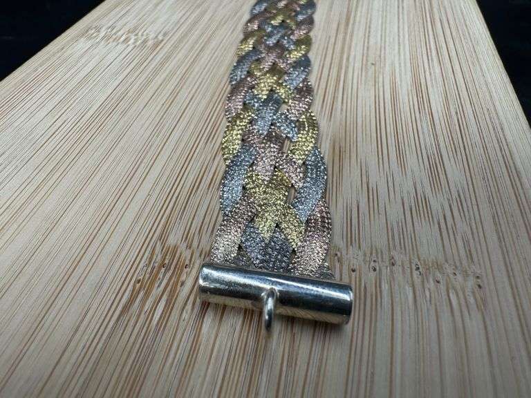 Italian Four Strand Gold Plated Sterling Silver Bracelet in 7"
