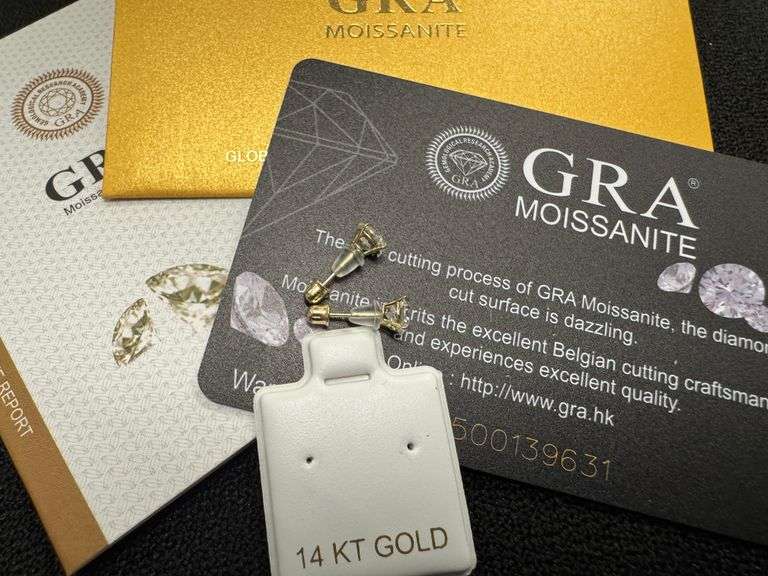 14k Yellow Gold Round 5mm Moissanite Stud Screw Back Earrings