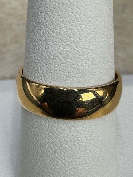 14k Yellow Solid Gold 6mm Domed Plain Men's Women's Wedding Band Size 9