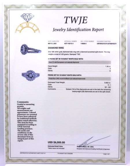 18kt White gold 0.86ctw diamond split shank diamond halo setting engagement ring