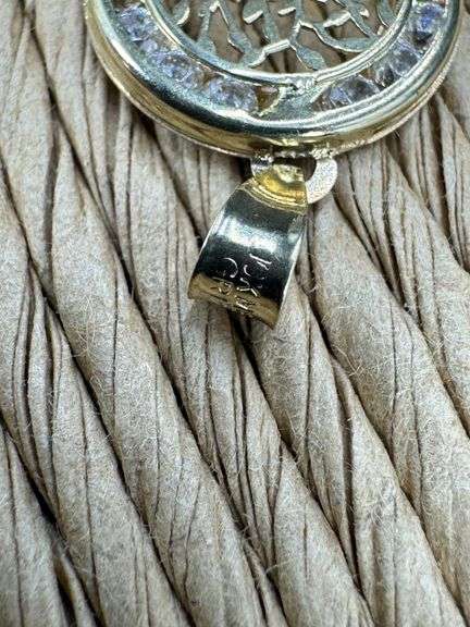 10k Yellow Gold Tree of Life Medallion with Clear CZs Pendant Unique Charm