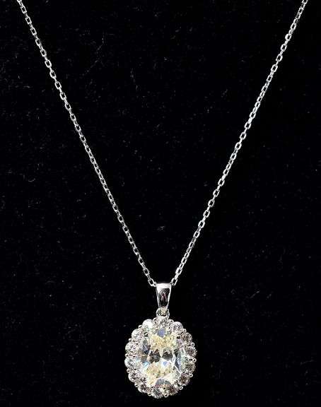 CZ Gemstone Pendant Necklace in  Sterling Silver