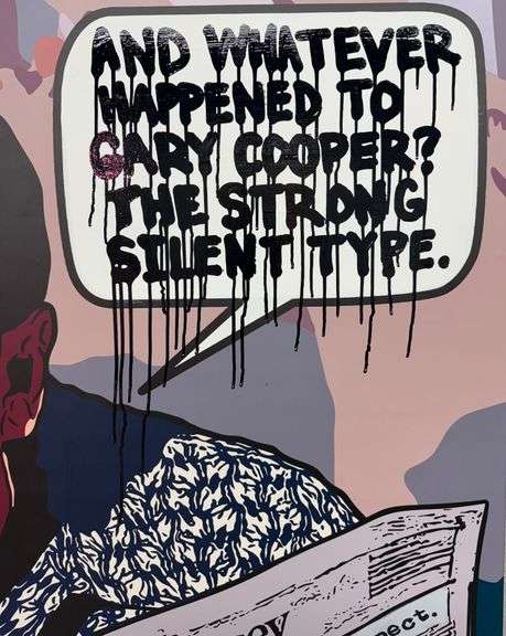Tony- “Strong, Silent Type” by Chad Fandel is a sharp and evocative pop art mixed media piece Chad F