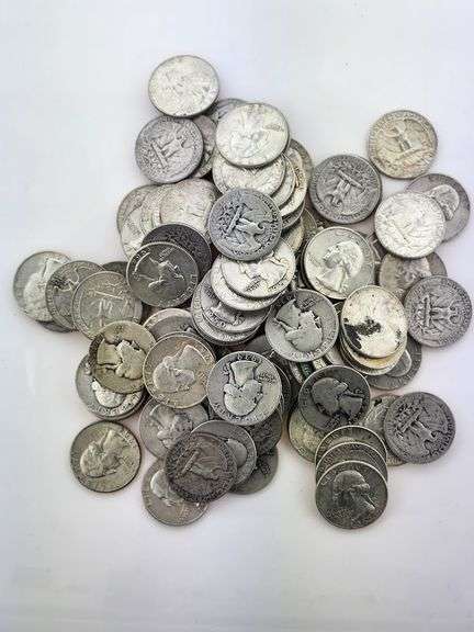 $25 Face Value Bag Of 90% Silver Quarters, (100 Quarters)