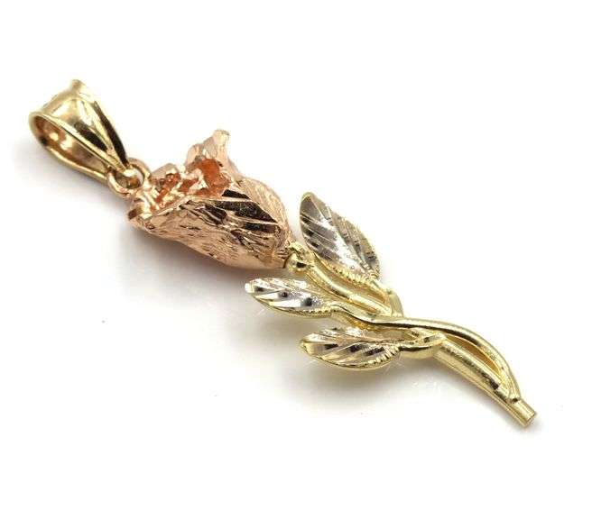 Lovely 14K Yellow and Rose Gold Flower Pendant