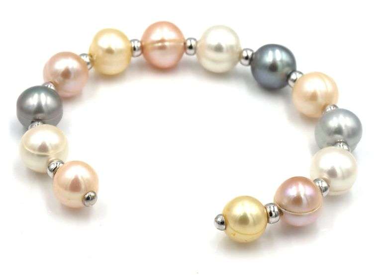 Lot of 2 Honora multi color pearl cuff bangles