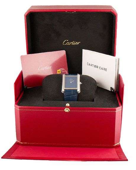 Cartier Tank Must Large 4323, 34 X 26mm, Blue Dial, Stainless Steel Watch