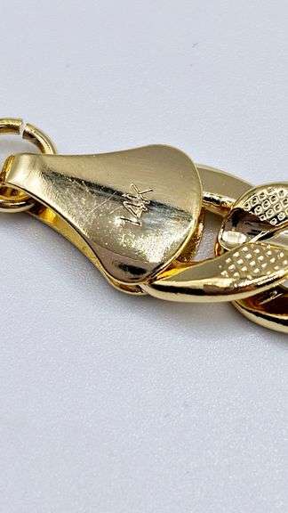 Sharp 24.5 Gram 14 Kt Yellow Gold Plate Cuban Link Bracelet