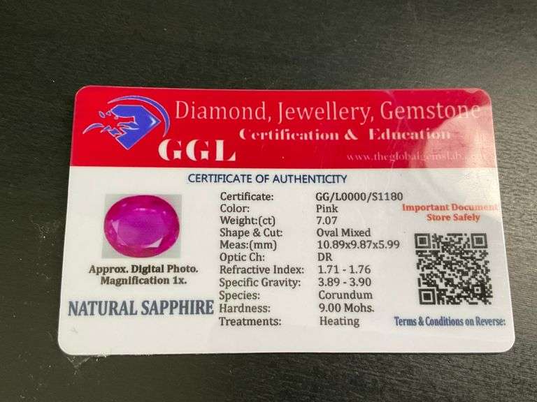 CERTIFIED NATURAL PINK SAPPHIRE 7.07 CARATS
