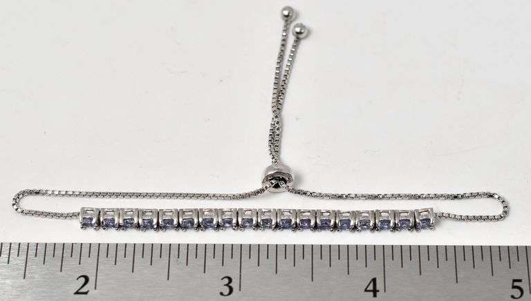 Amethyst Gemstone Adjustable Bracelet in Sterling silver