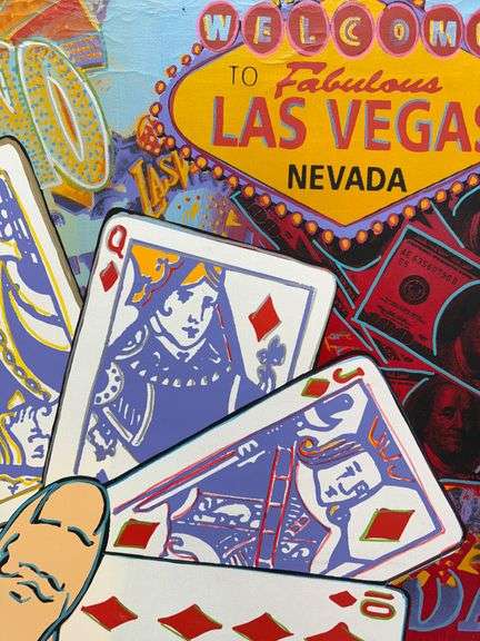 Exclusive Steve Kaufman Signed Mixed Media Welcome to Las Vegas
