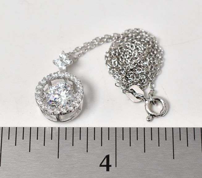 CZ Gemstone Pendant Necklace in Sterling Silver