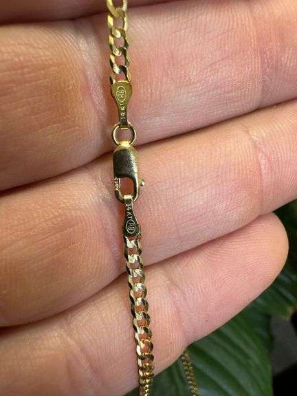 14k Yellow Gold Solid Curb Chain 2.6mm Link Necklace 16"