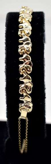 Lovely 14K Yellow Gold Elephant Motif Bracelet