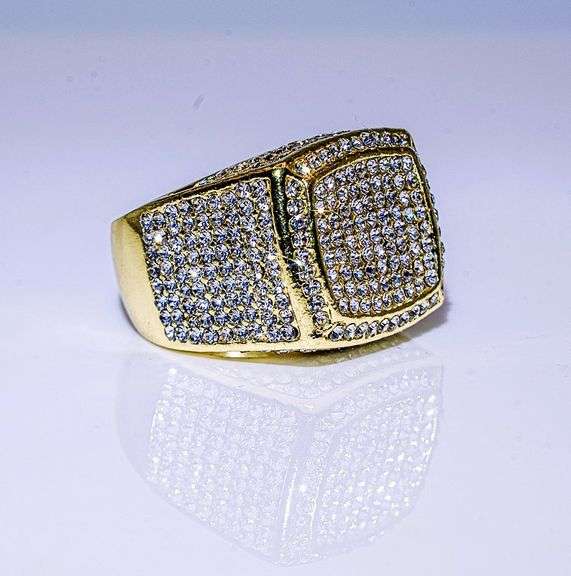 Men's Bold 14 Kt Gold Plate 17.5 Cttw Lab Simulated Diamond Ring