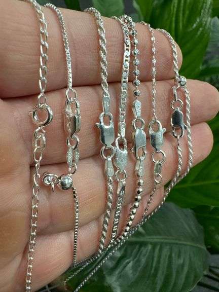 Sterling Silver 7 Piece Layered Chain Set 925 Italy 30",26",24",22" (adjustable x2),18",16"