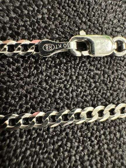 10k White Gold Solid Curb Link Chain 2.5mm Necklace 18"