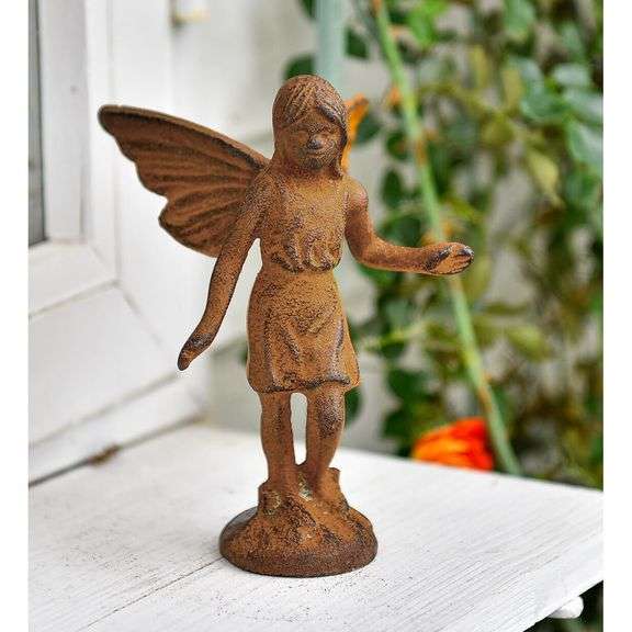 Lot of 2 Cast Iron Winged Fairies