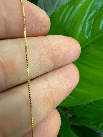 14k Yellow Gold Solid Box Link Chain 0.6mm Necklace 18"