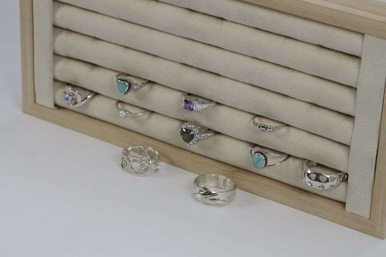 Sterling Silver Curated Ring Assortment Various Sizes & Styles (10 Ring Lot)