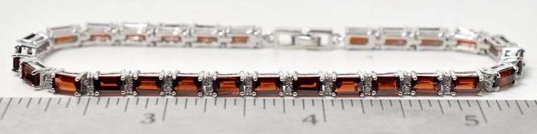 Red Garnet Tennis Bracelet in Sterling Silver
