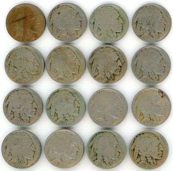 16 Different Buffalo Nickels: 1913-1926
