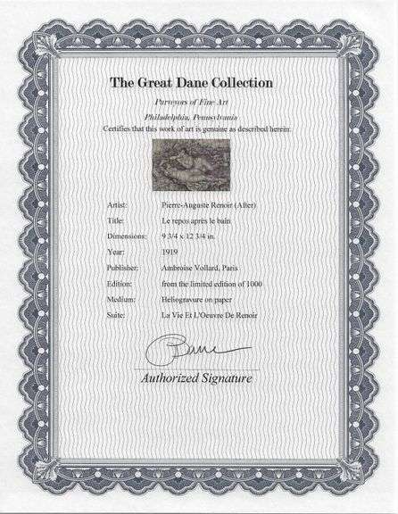 Limited Edition Pierre-Auguste Renoir (After) Original Heliogravure 1919