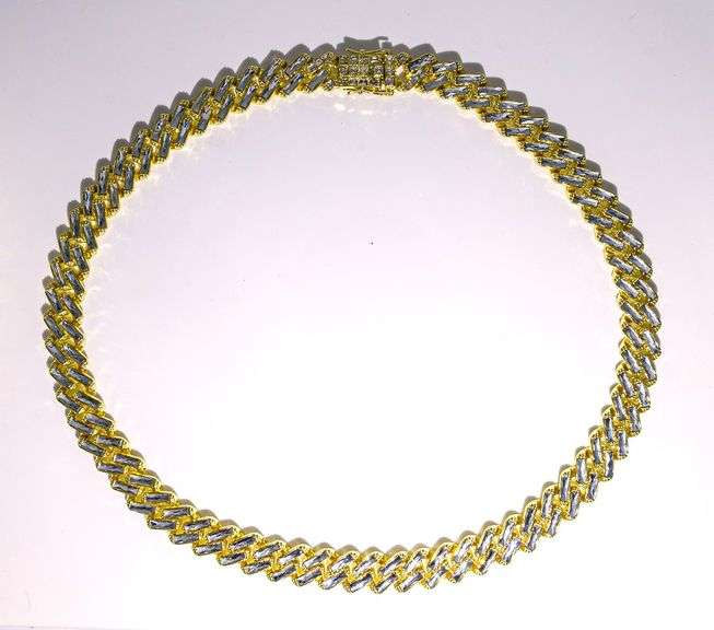 Huge 158.9 Grams 14 Kt Gold Plated Simulated Diamond Miami Curb Link Chain Necklace