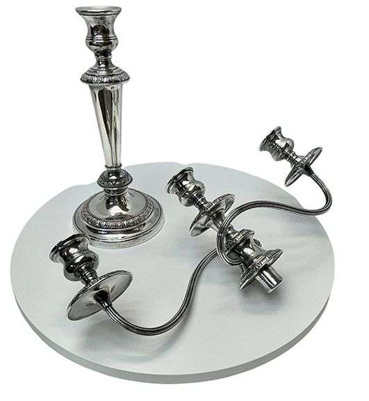 Mid-Century English Silver-Plated 3-Arm Candelabra by Cavalier Silverware, Removable Top