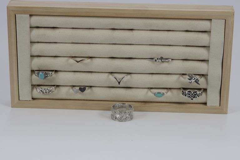 Sterling Silver Curated Ring Assortment Various Sizes & Styles (10 Ring Lot)