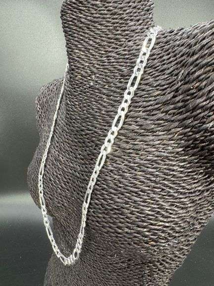 Men's 8mm Solid .925 Sterling Silver Flat Figaro Chain Link Italy Necklace 26"