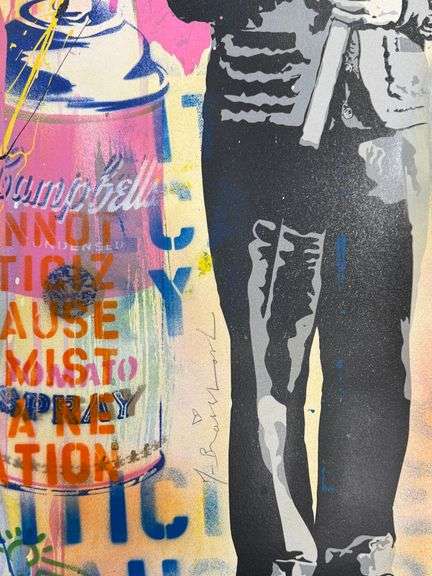 Rare Mr. Brainwash Original Mixed Media With Acrylic and Thumbprint Mr. Brainwash Love Is The Answer