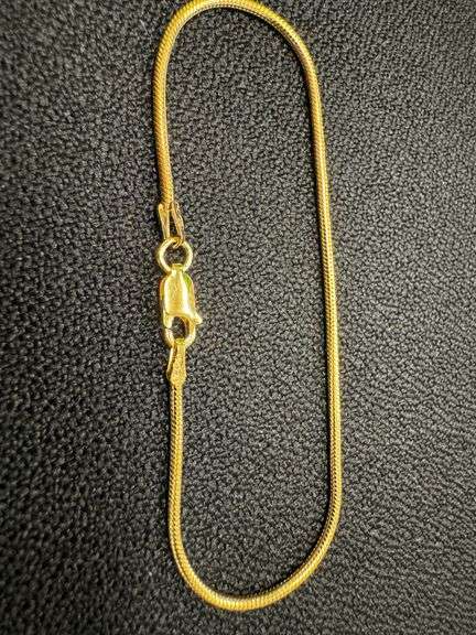 Gold Plated Sterling Silver Snake Chain 1.5mm Bracelet 7"